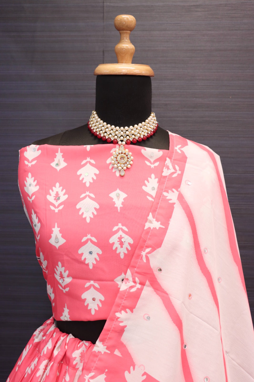 Pink Color Muslin Cotton Printed With Real Work Designer Lehenga choli