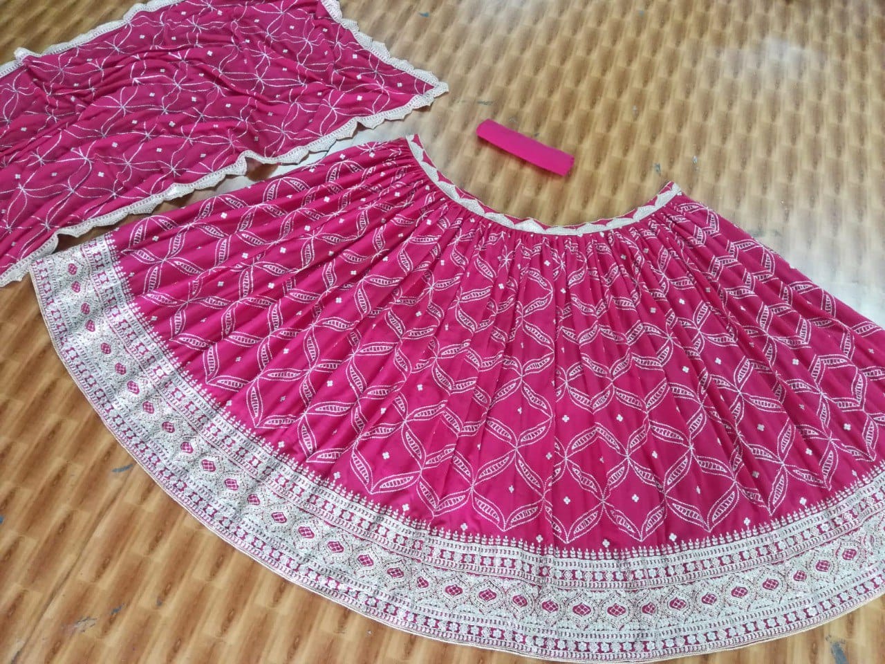 Pink Color Heavy Sequins  Embroidery Work Designer Lehenga