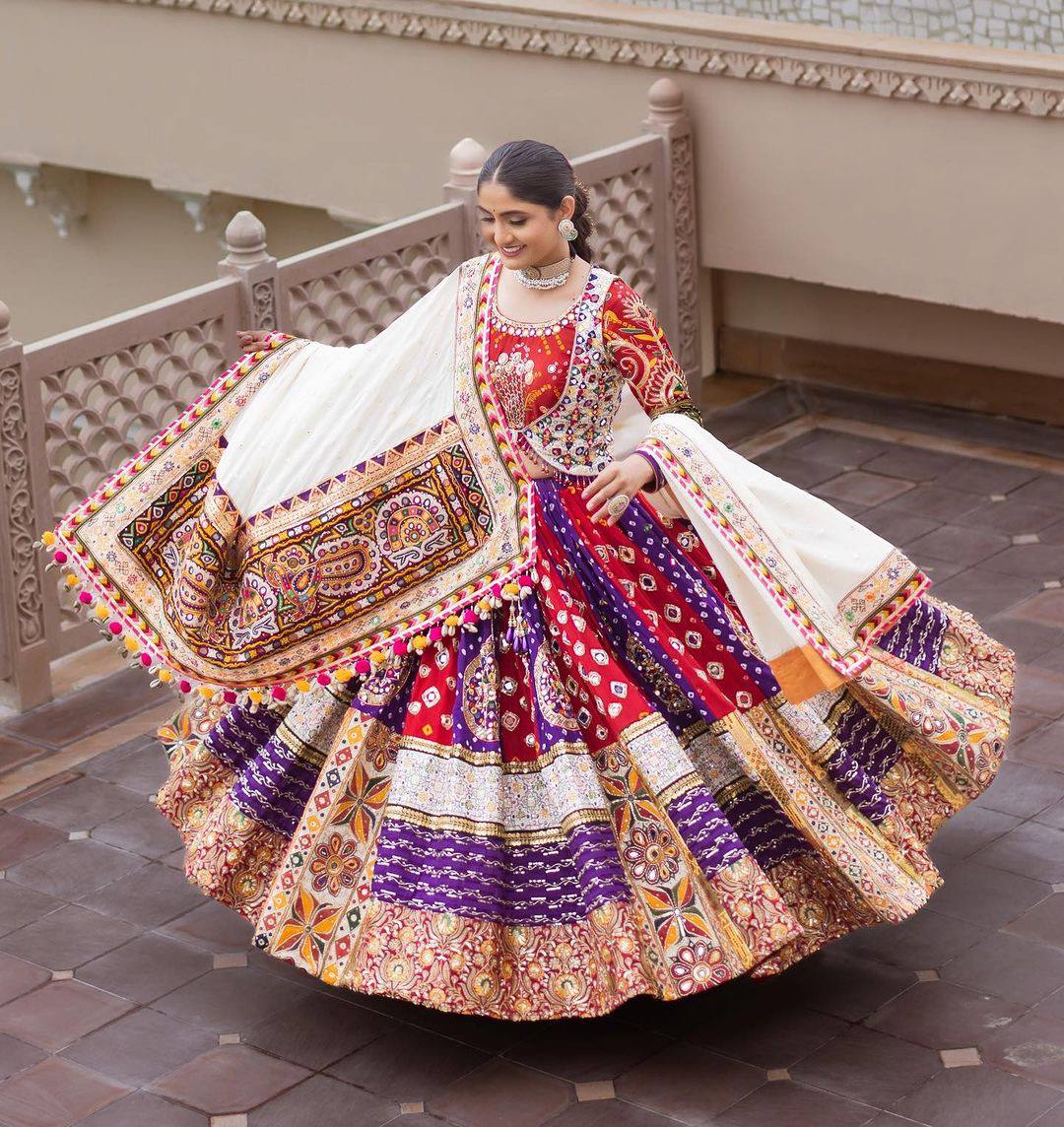 Traditional Stylist Premium Designer Digital Printed Mirror Work Lehenga Choli