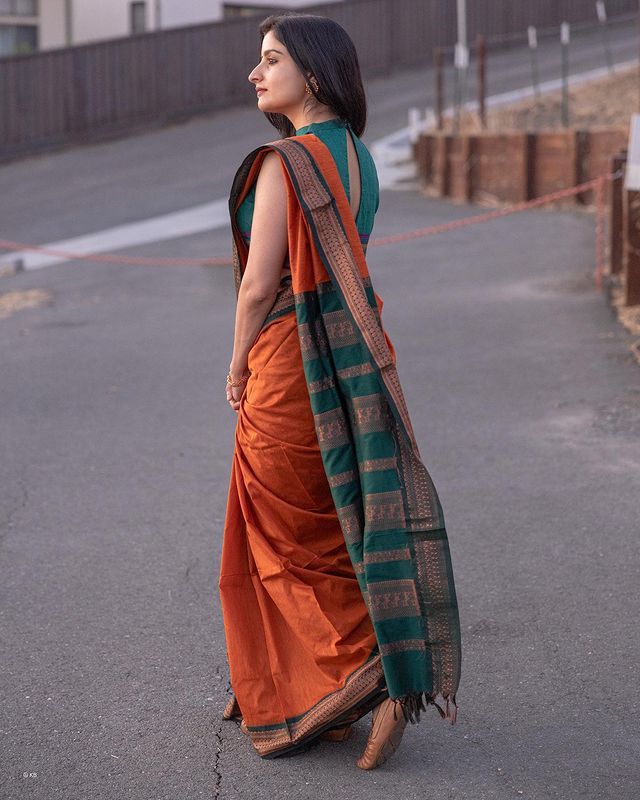 Orange Color Banarasi Silk Saree With Brocade Blouse Wedding Special