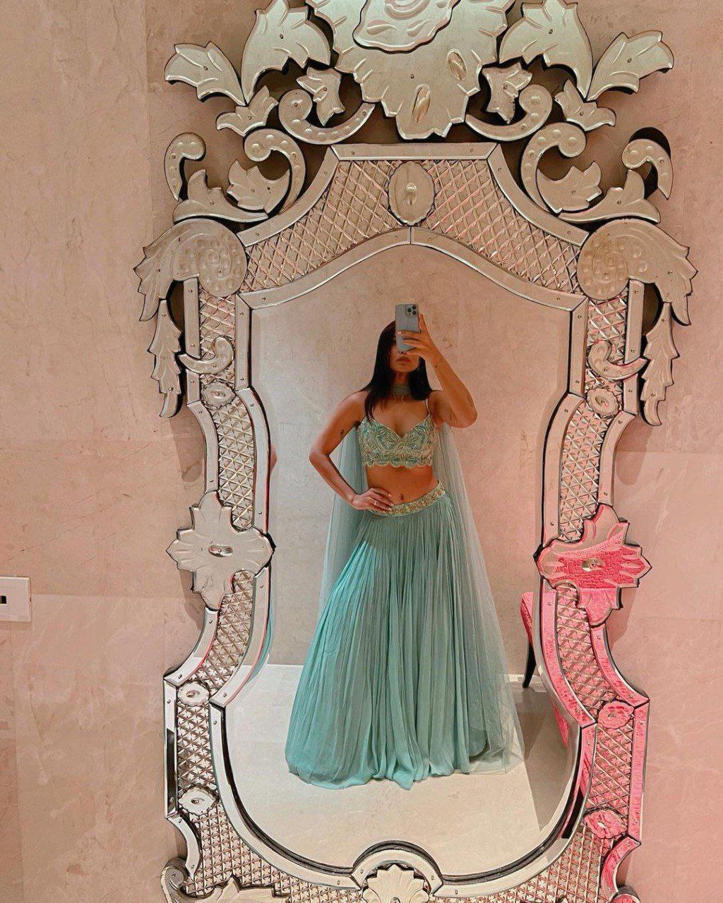 Turquoise Blue Color Trendy Georgette Lehenga Choli