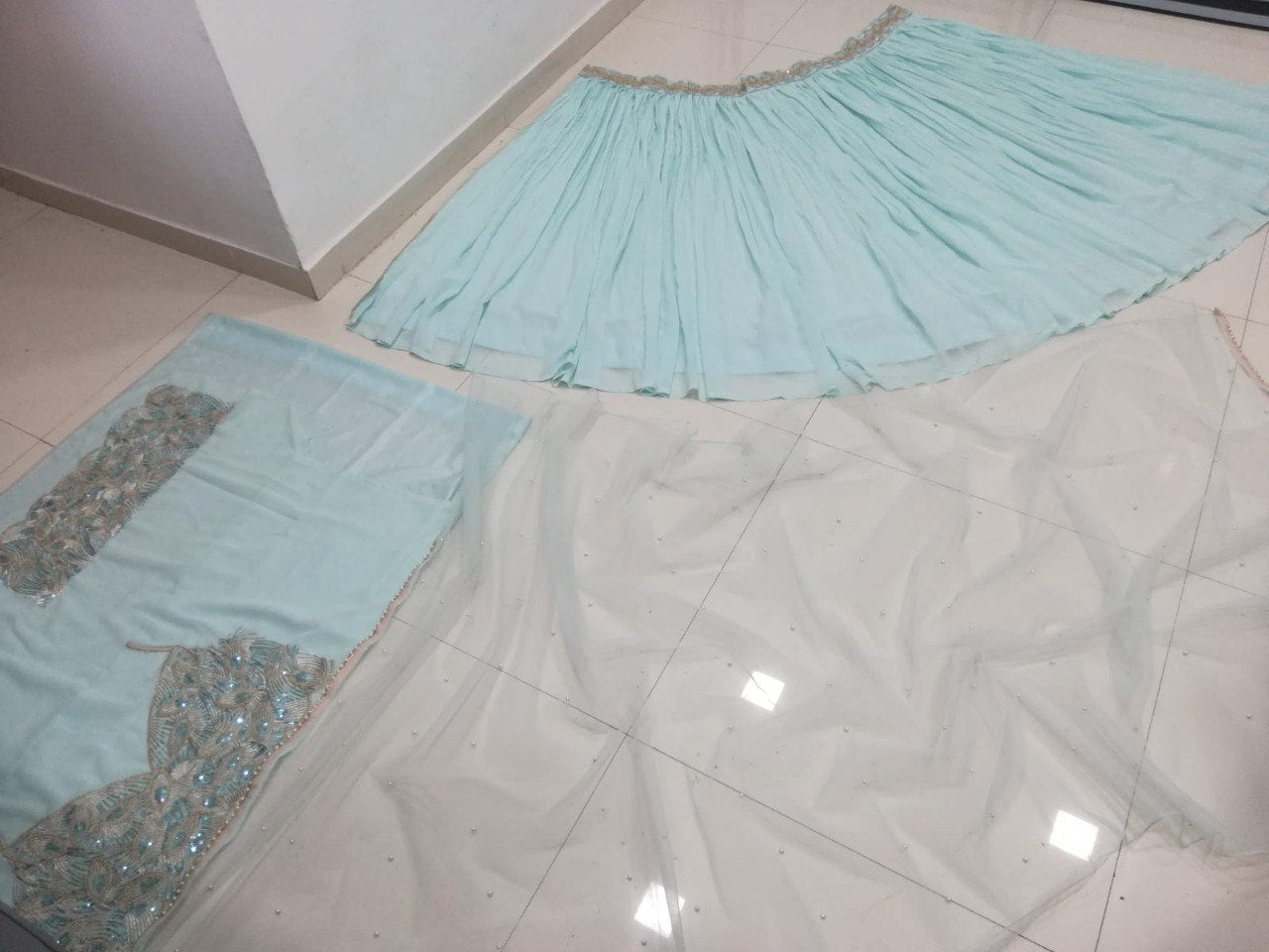 Turquoise Blue Color Trendy Georgette Lehenga Choli