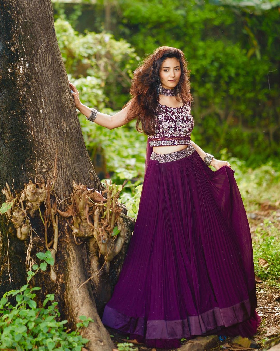 Purple Color Georgette Designer Lehenga With Embroidered Blouse