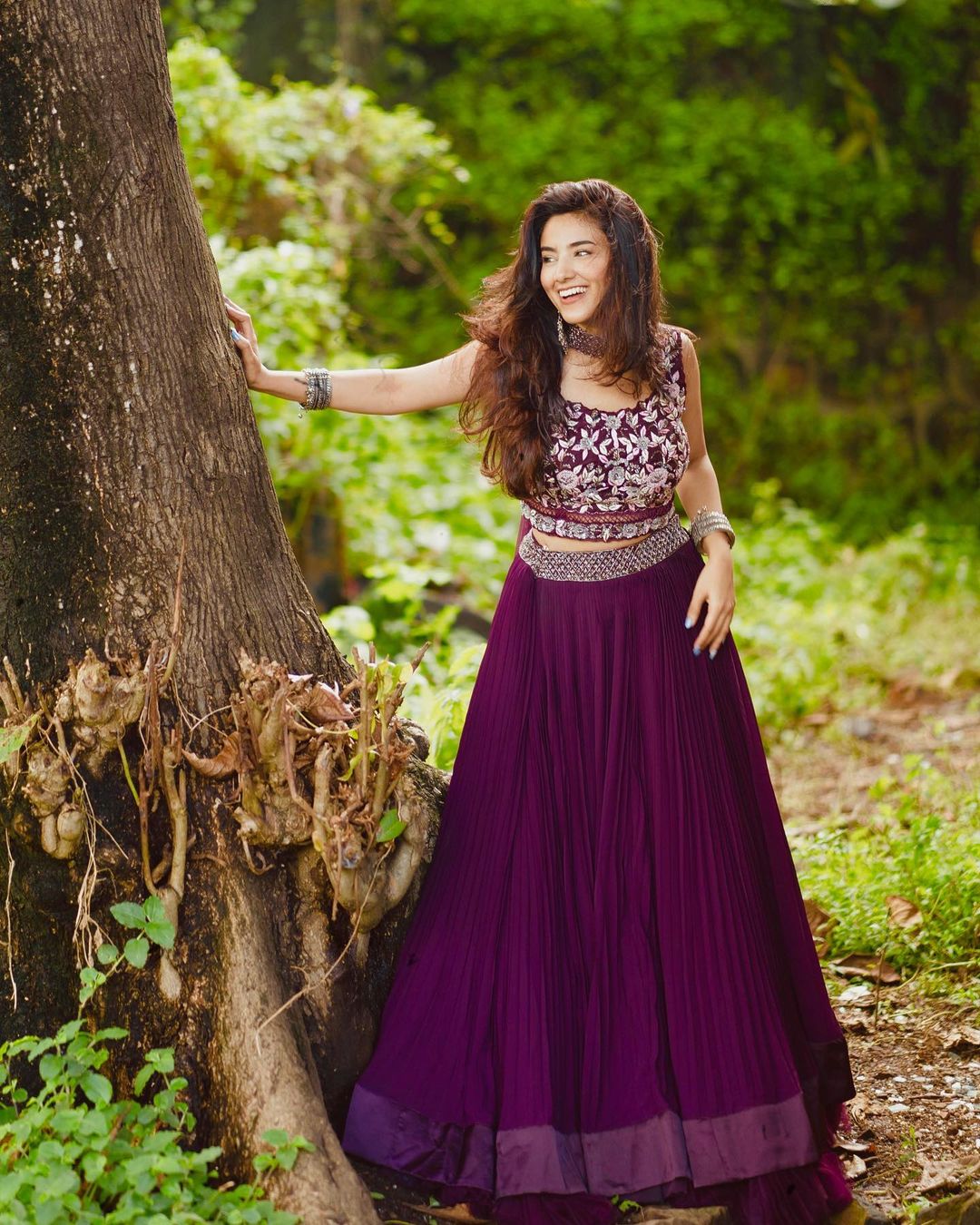 Purple Color Georgette Designer Lehenga With Embroidered Blouse