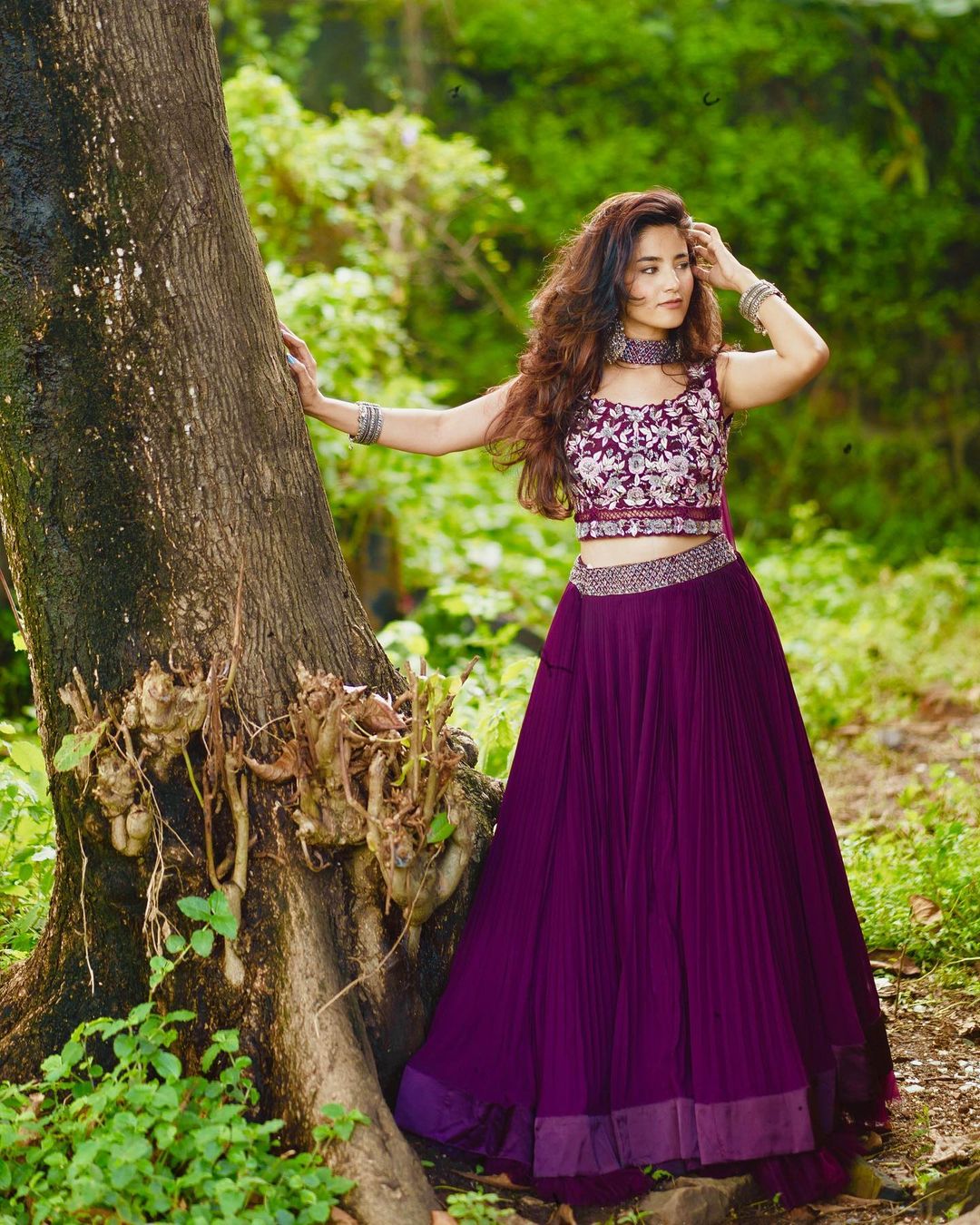 Purple Color Georgette Designer Lehenga With Embroidered Blouse