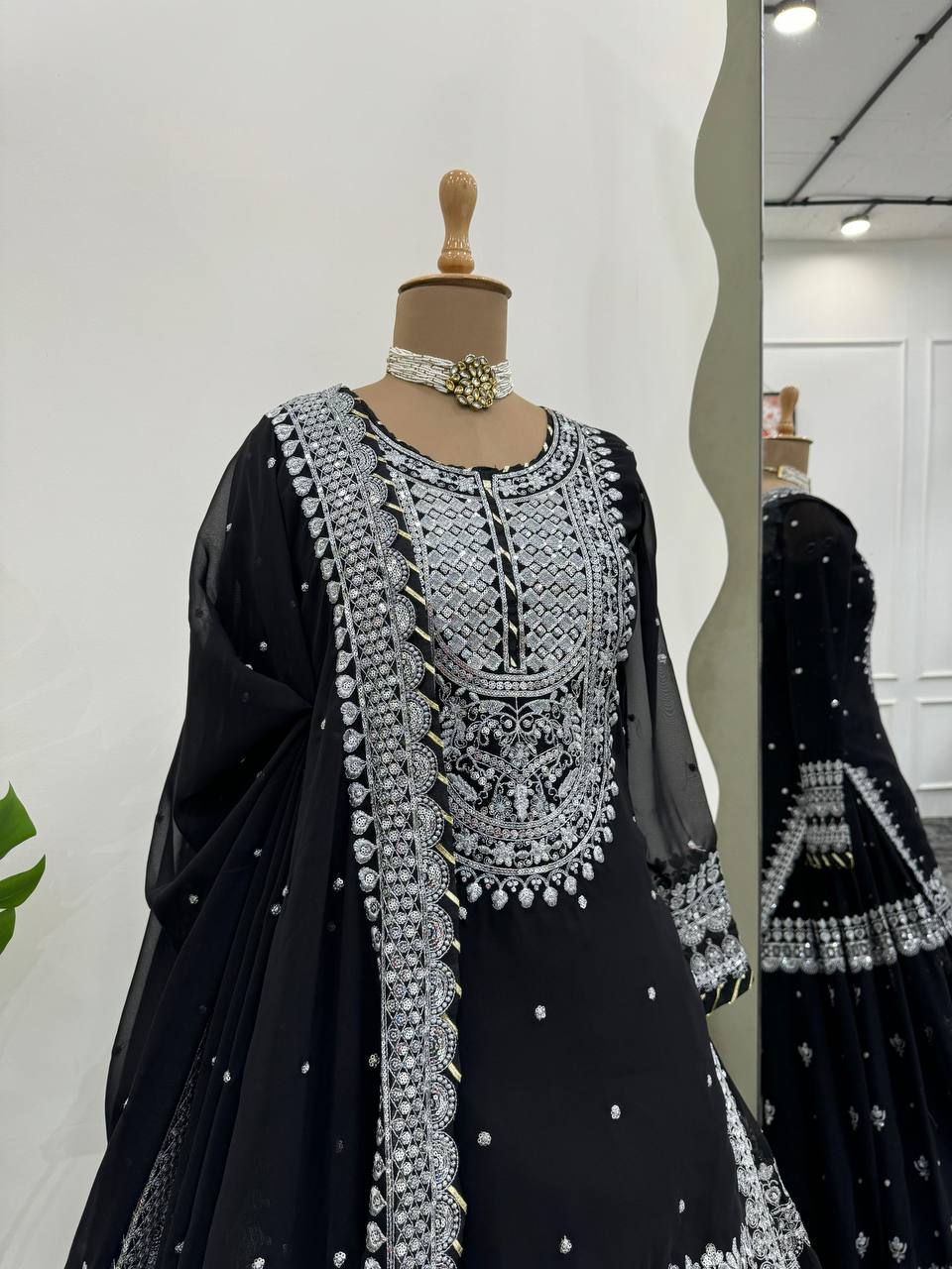 Black Color Heavy Embroidery Work Designer Lehenga With Kurta