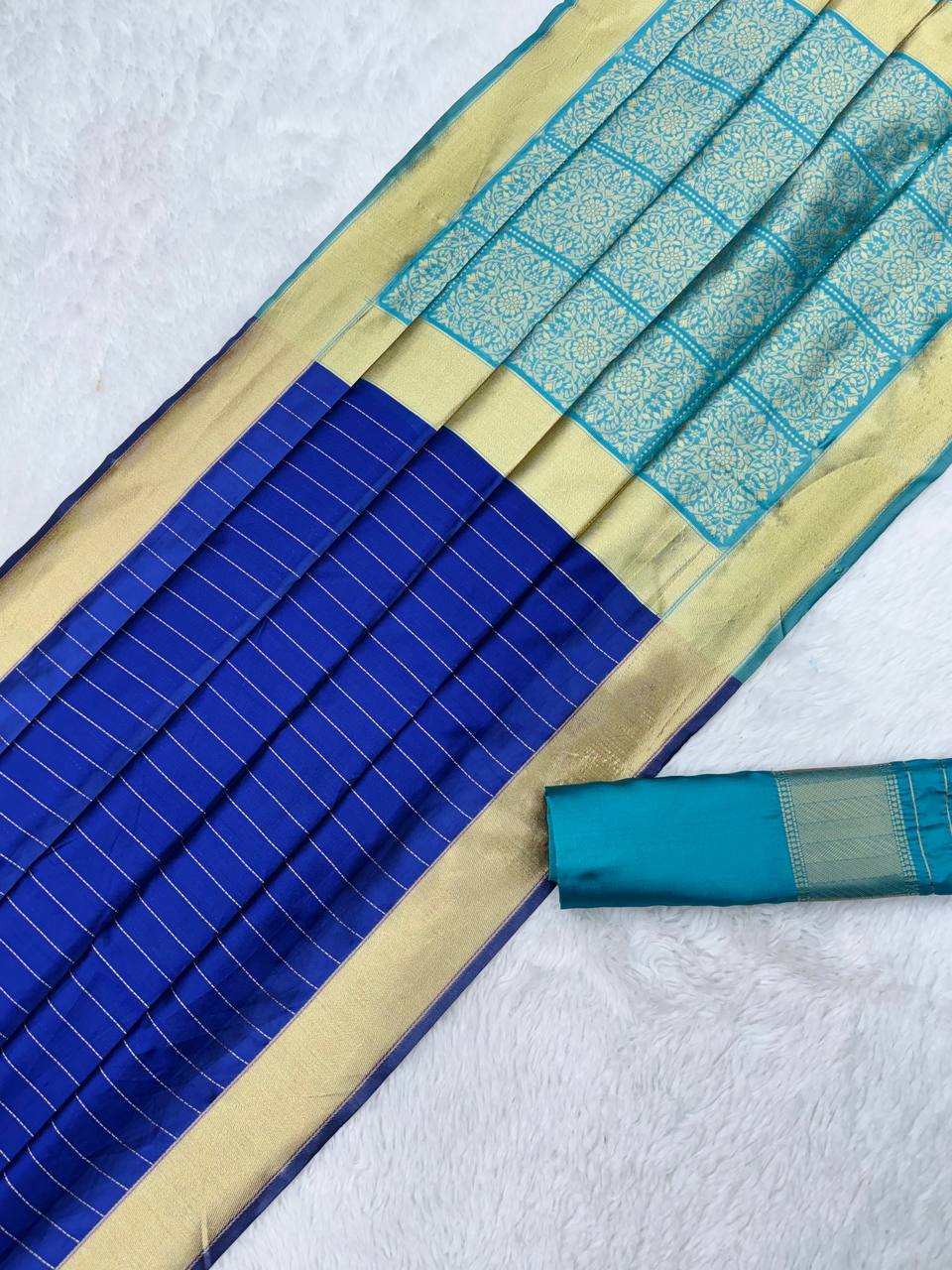 Royal Blue Color South Special Designer Lichi Silk Saree