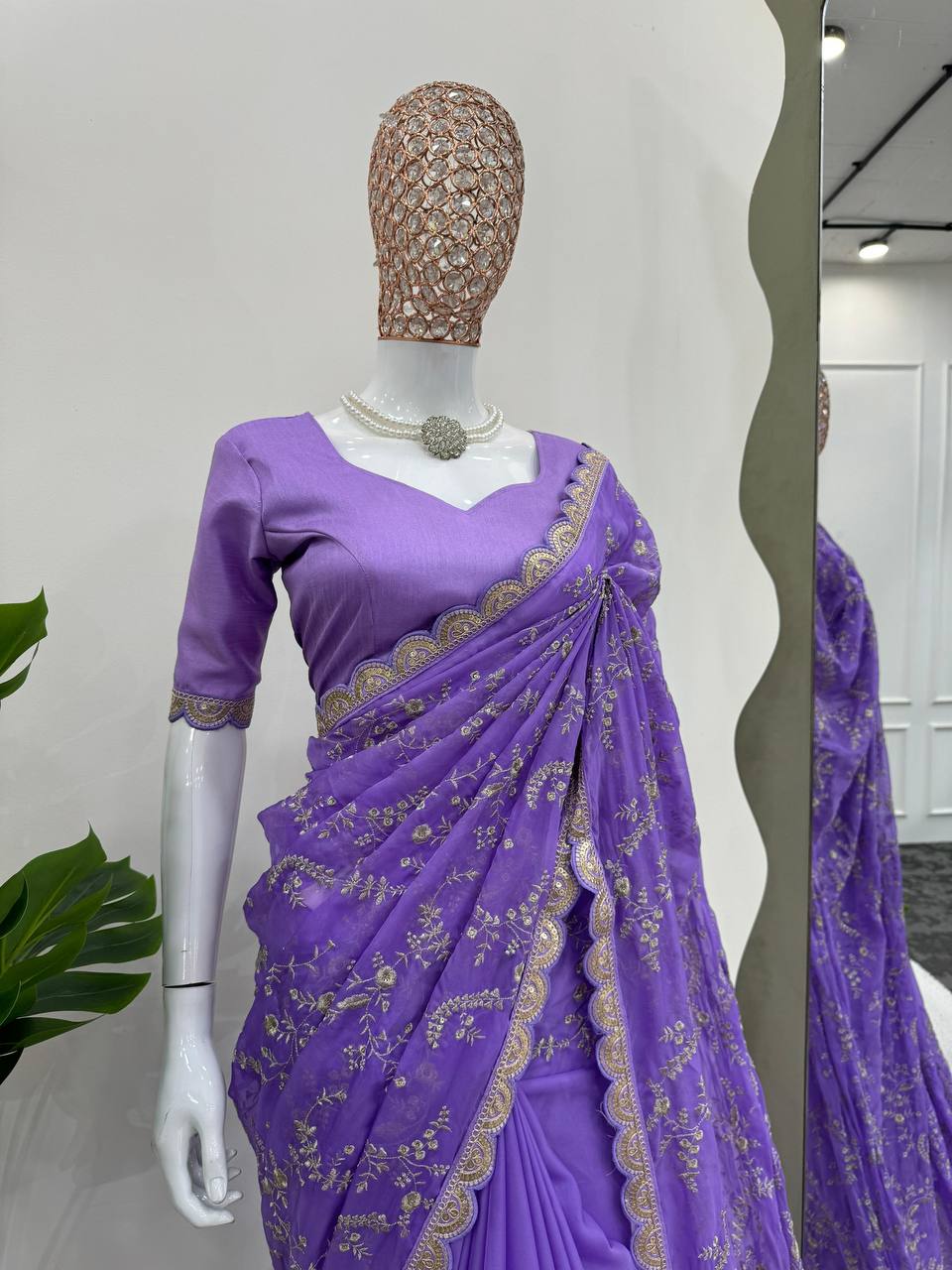 Lavender Color Coding Srquence Work Designer Heavy Saree