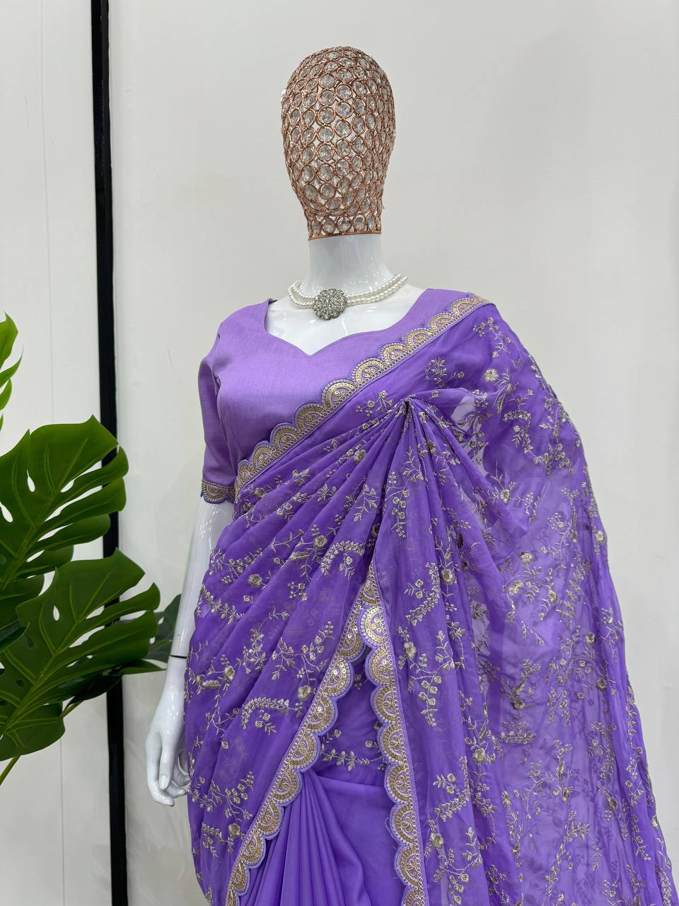 Lavender Color Coding Srquence Work Designer Heavy Saree