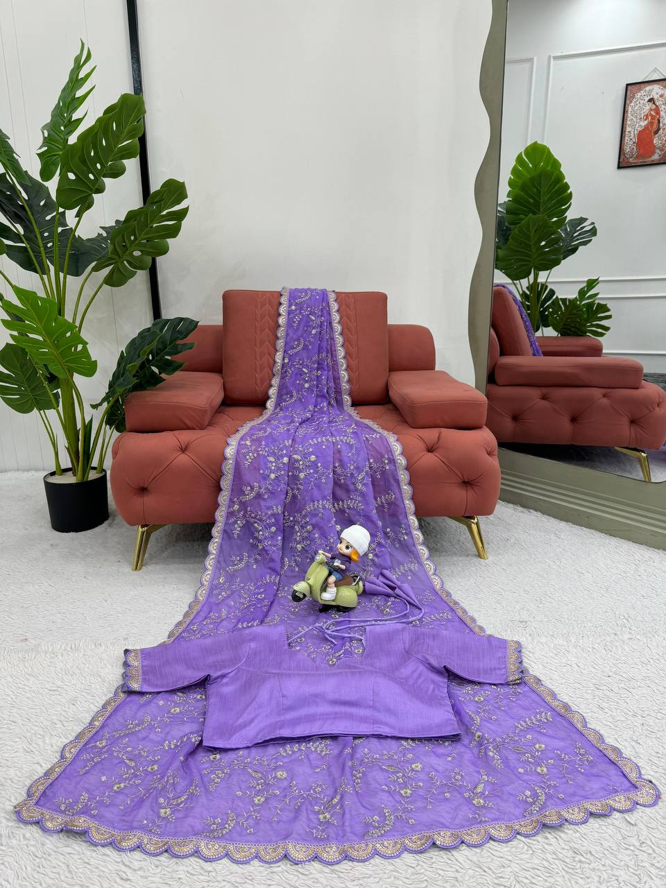 Lavender Color Coding Srquence Work Designer Heavy Saree