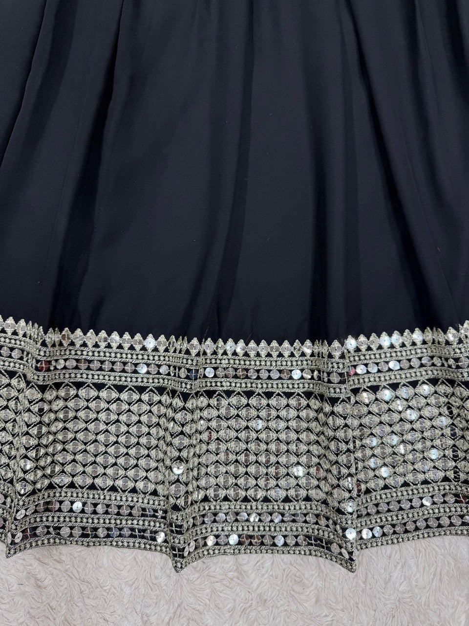 Black Color Thread with 9mm Sequins Work Designer Trendy Lehenga Choli