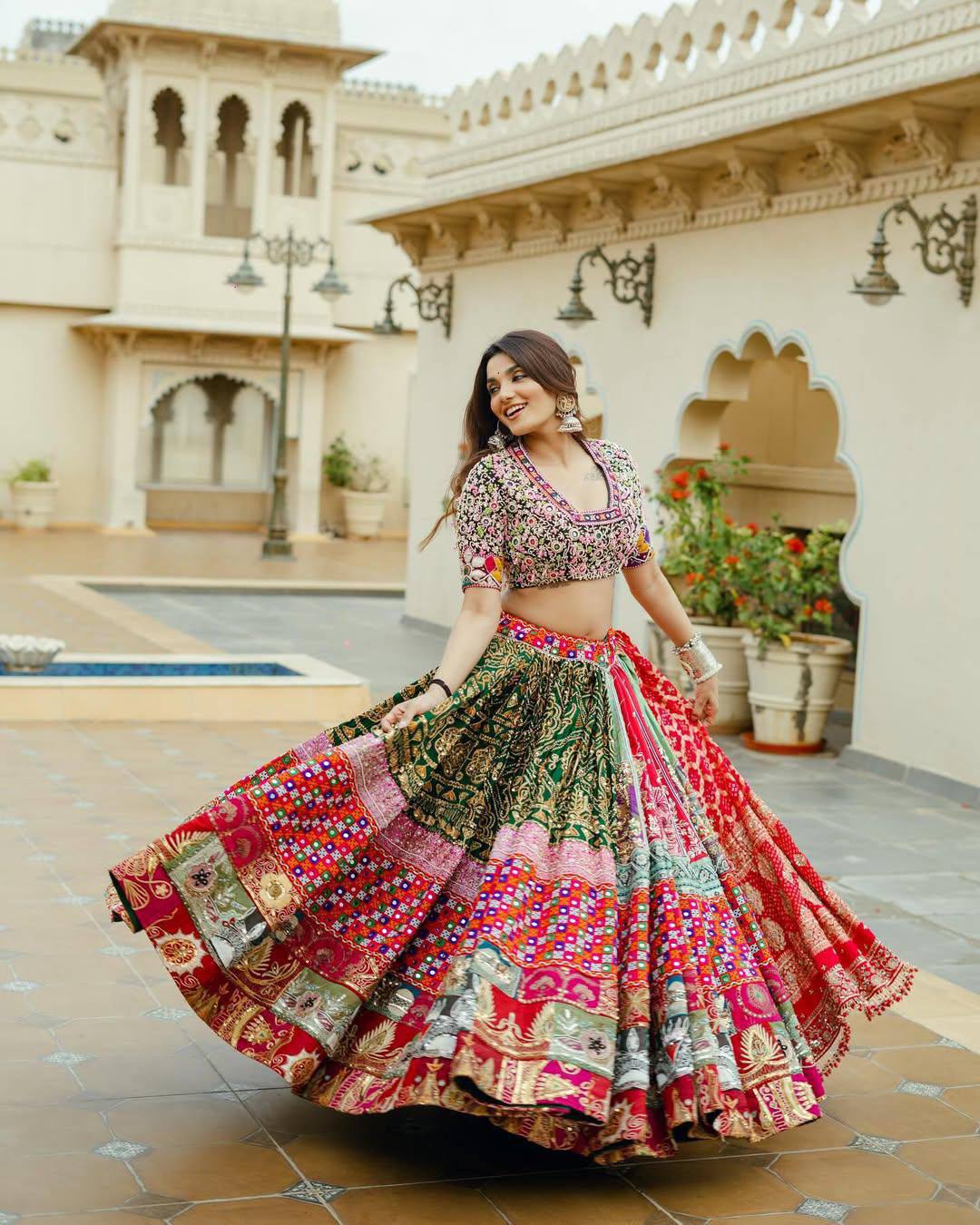 Multi Color Digital Printed Navratri Mirror Work Lehenga Choli