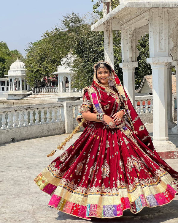 Red Color Digital Printed Navratri Mirror Work Lehenga Choli
