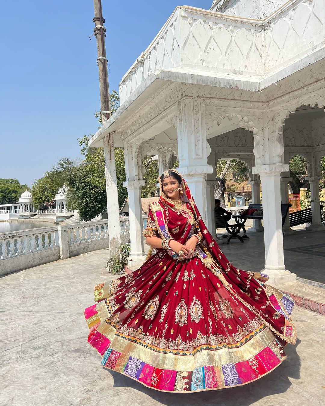Red Color Digital Printed Navratri Mirror Work Lehenga Choli