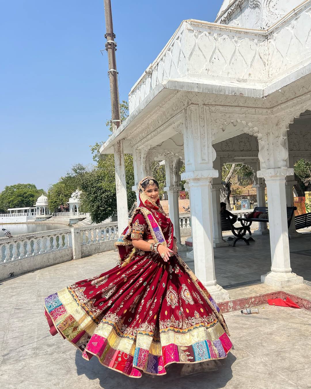 Red Color Digital Printed Navratri Mirror Work Lehenga Choli