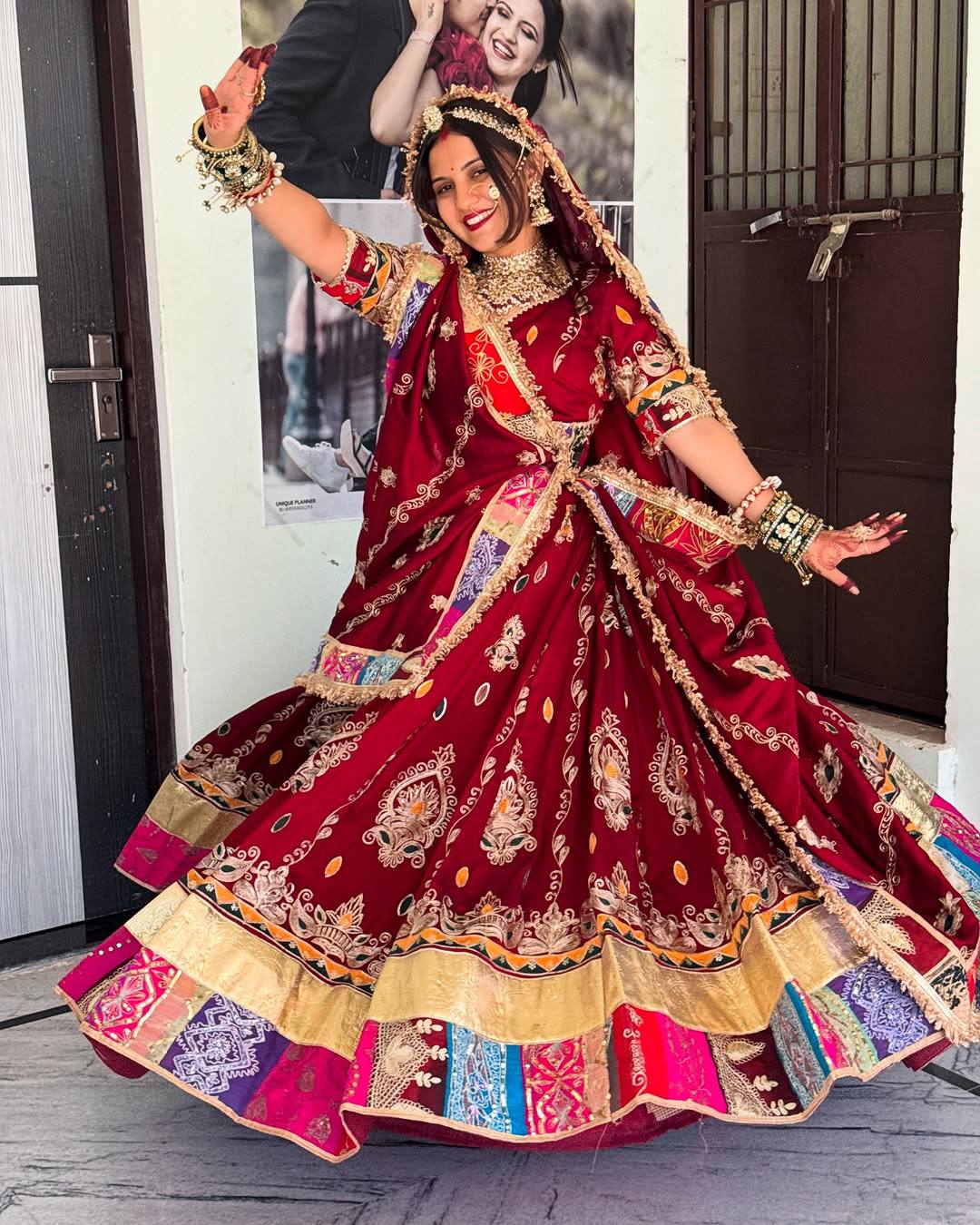 Red Color Digital Printed Navratri Mirror Work Lehenga Choli