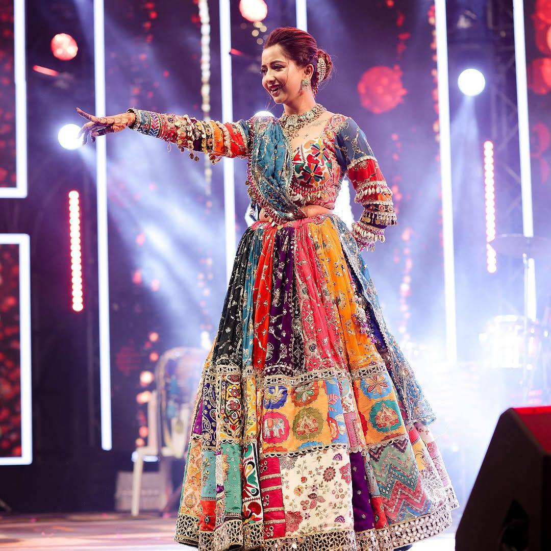 Multi Color Digital Printed Mirror Work Garba Chaniya Choli