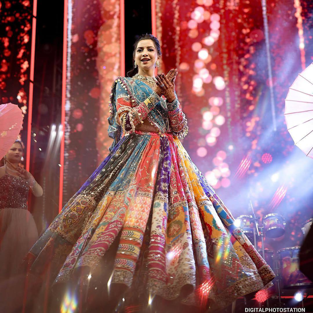 Multi Color Digital Printed Mirror Work Garba Chaniya Choli