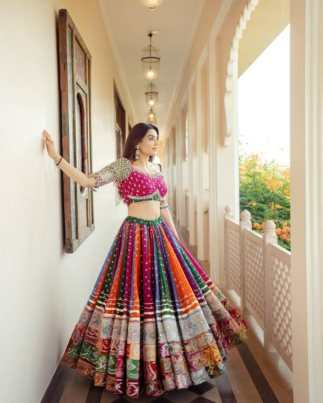 Multi Color Super Hit Designer Navratri Mirror Work Chaniya Choli
