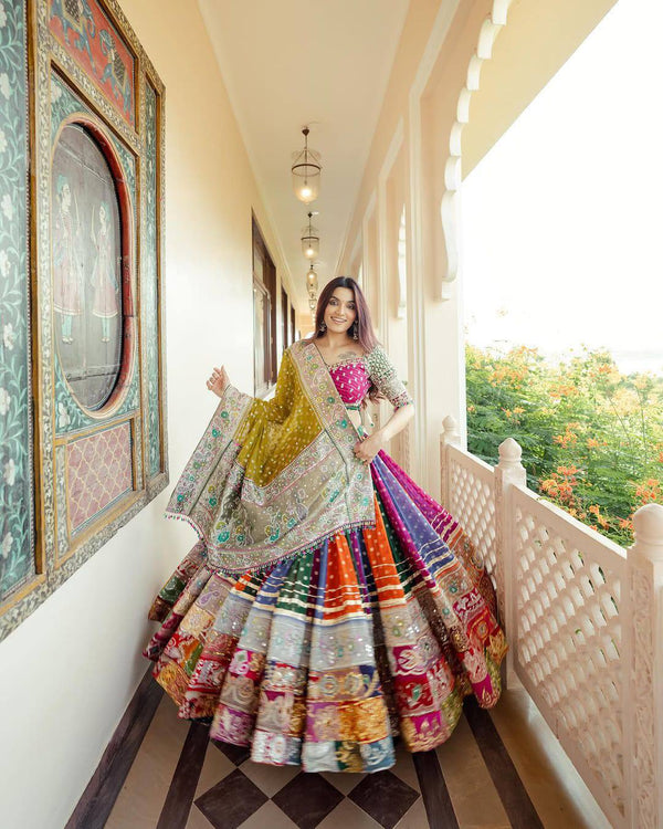 Multi Color Super Hit Designer Navratri Mirror Work Chaniya Choli