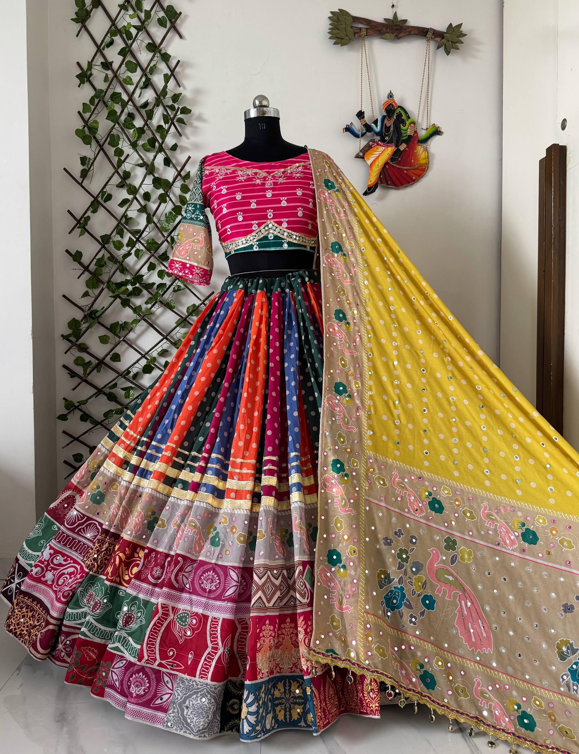 Multi Color Super Hit Designer Navratri Mirror Work Chaniya Choli
