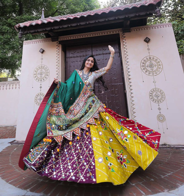 Geeta Rabari Wear Navratri Mirror Work Printed Lehenga Choli