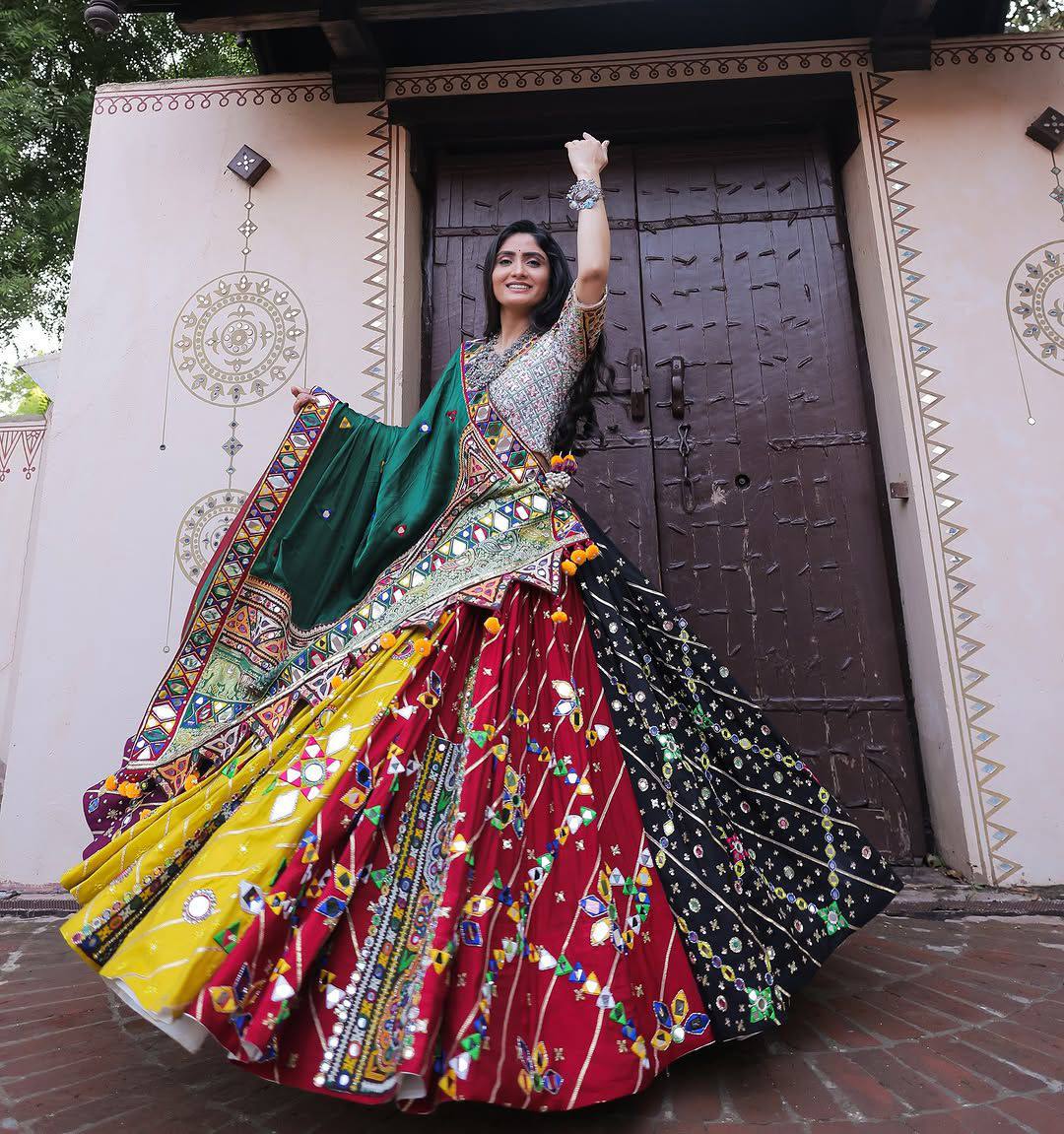 Geeta Rabari Wear Navratri Mirror Work Printed Lehenga Choli