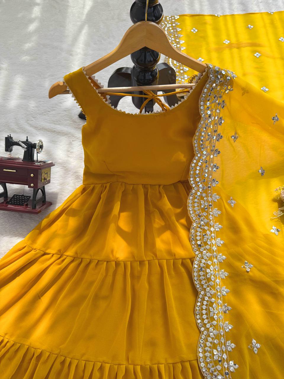 Yellow Color Premium Designer Georgette Gown