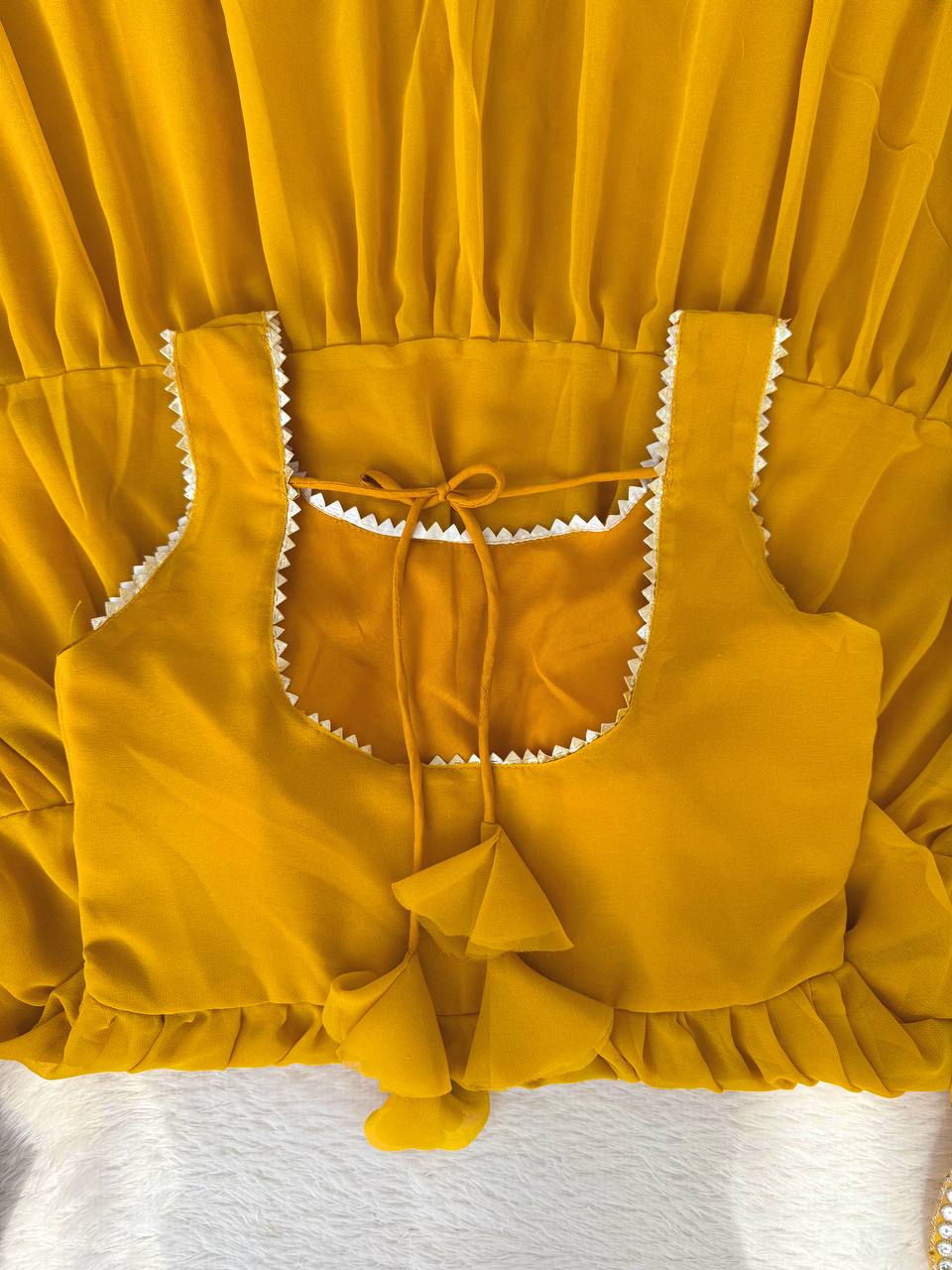 Yellow Color Premium Designer Georgette Gown