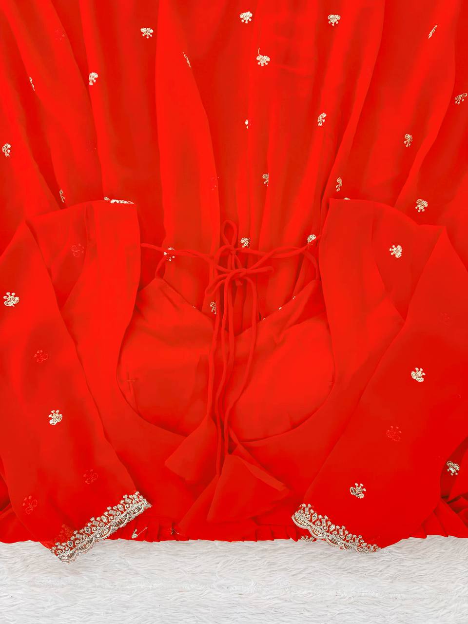 Orange Color Georgette Embroidered Designer Trendy Gown