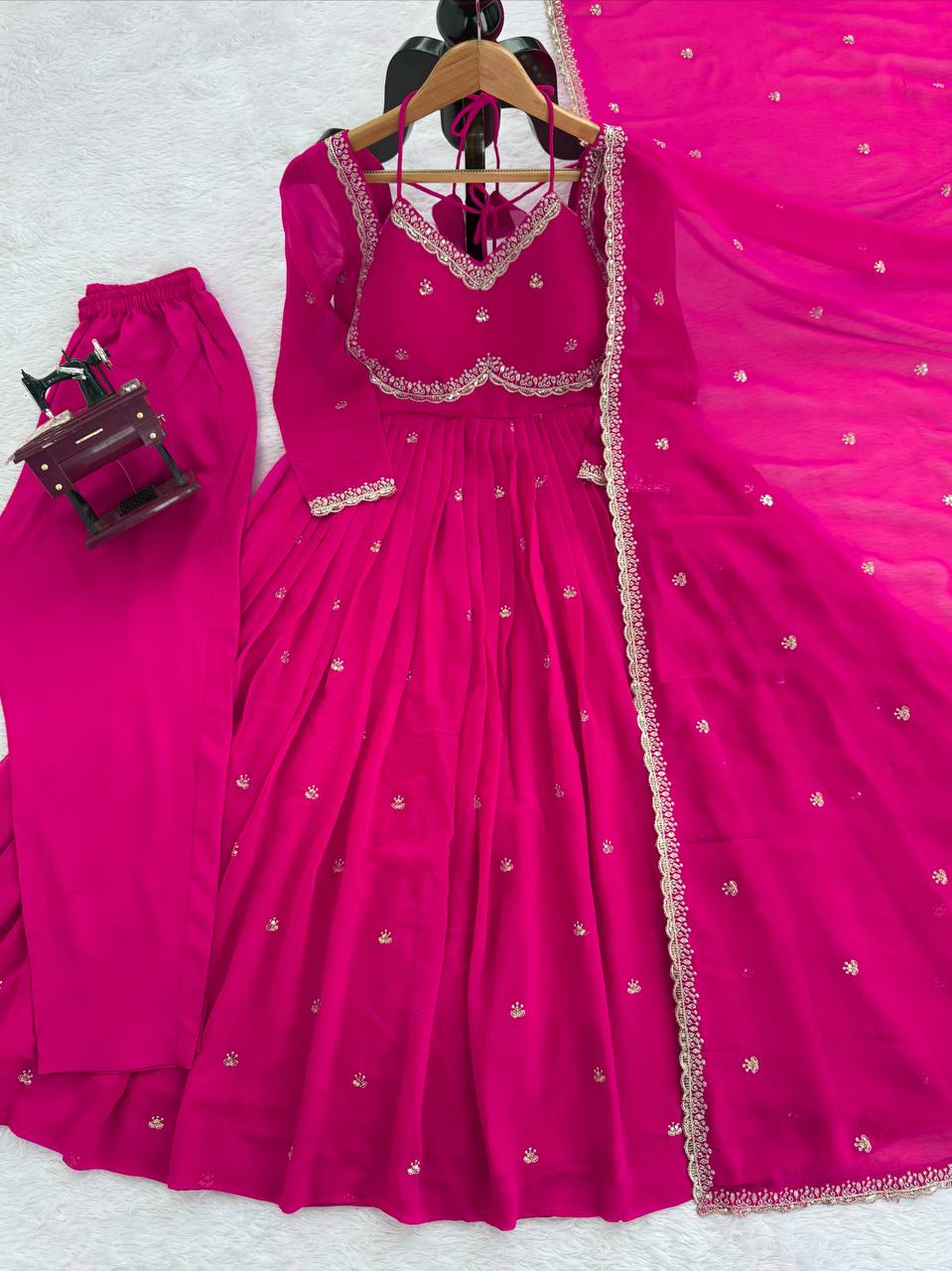 Pink Color Georgette Embroidered Designer Trendy Gown