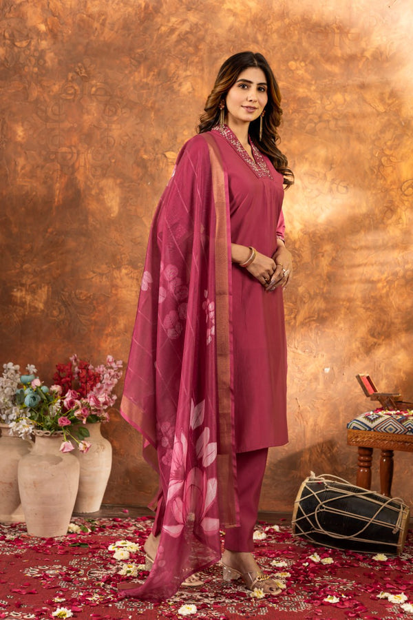 Pink Color Embroidery Thread Work Designer Salwar Suit