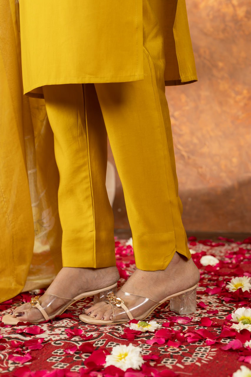 Yellown Color Embroidery Thread Work Designer Salwar Suit