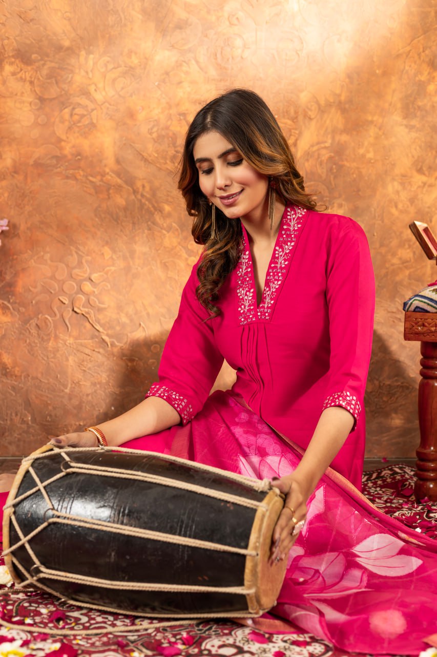 Pink Color Embroidery Thread Work Designer Salwar Suit