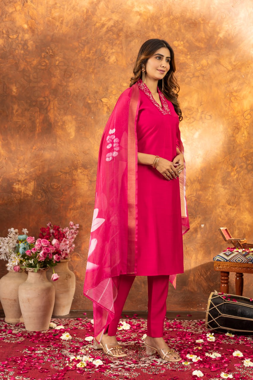 Pink Color Embroidery Thread Work Designer Salwar Suit
