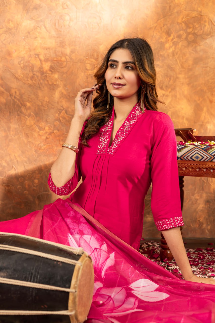 Pink Color Embroidery Thread Work Designer Salwar Suit