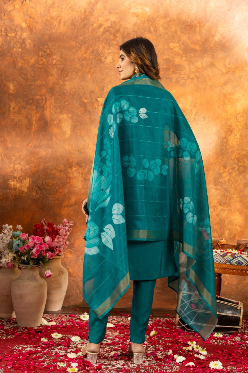 Rama Color Embroidery Thread Work Designer Party Wear Salwar Suit