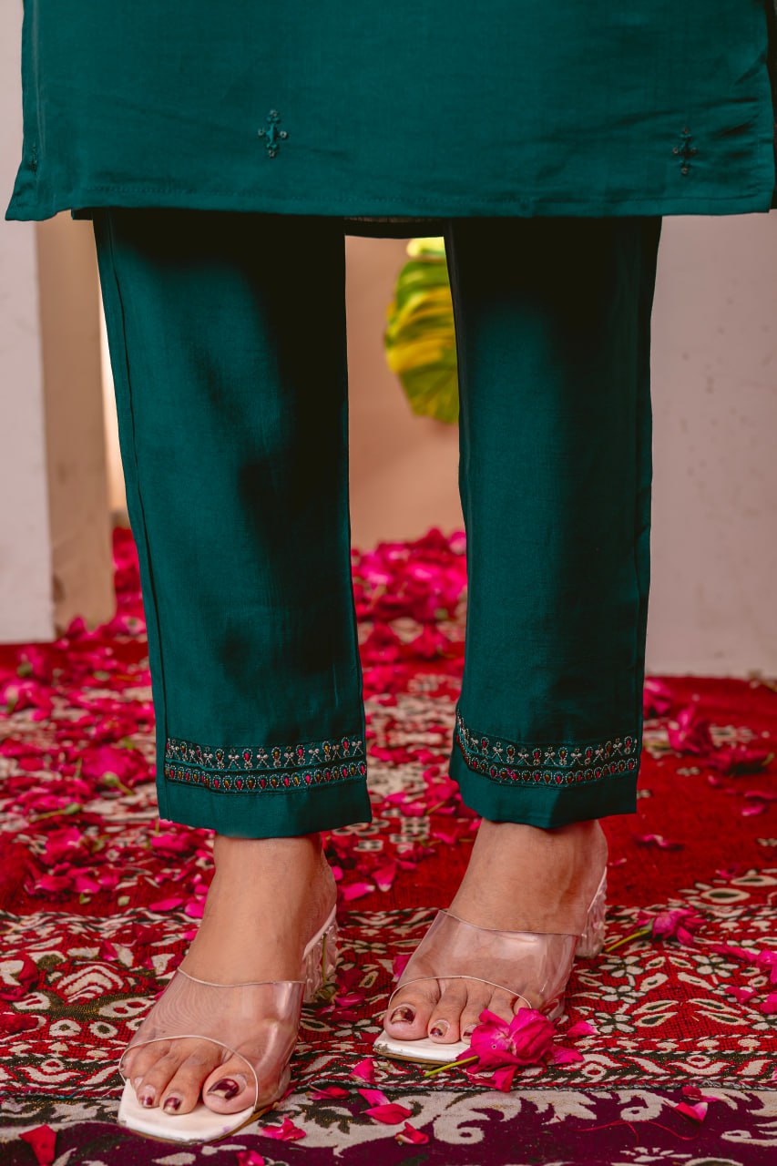 Rama Color Embroidery Thread Work Designer Salwar Suit