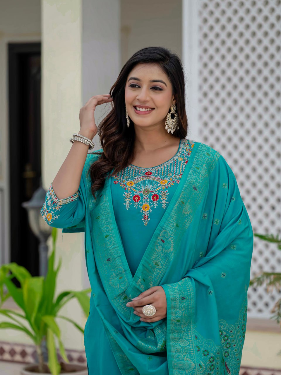 Rama Color Coding Embroidery Work Designer Party Wear Salwar Suit