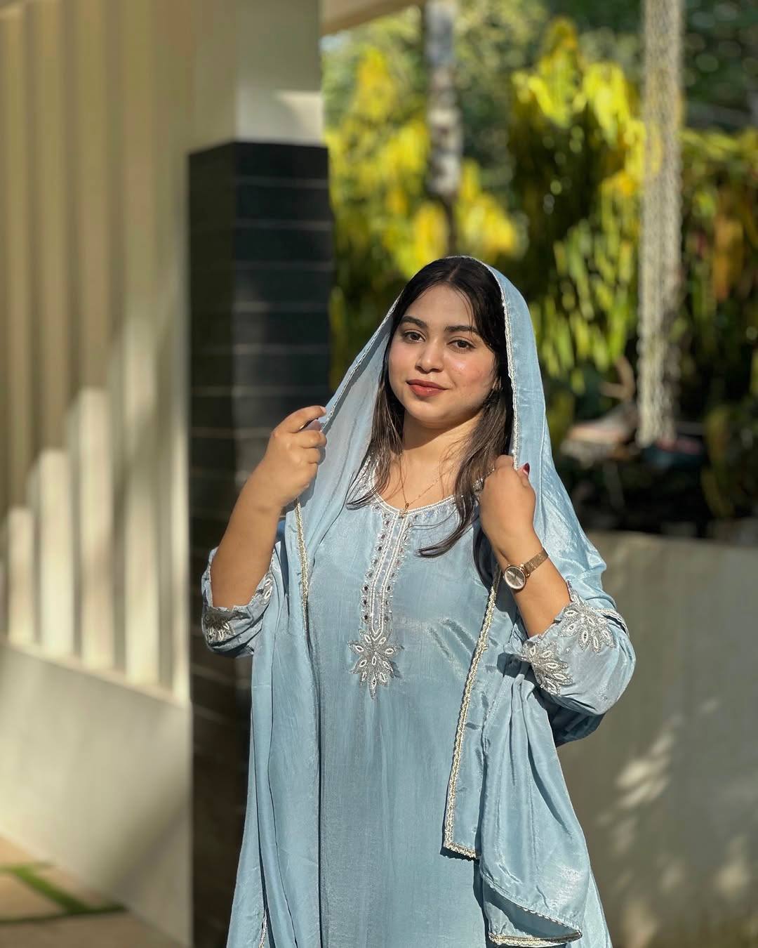 Sky Blue Sequence Embroidery Work Designer Party Wear Salwar Suit