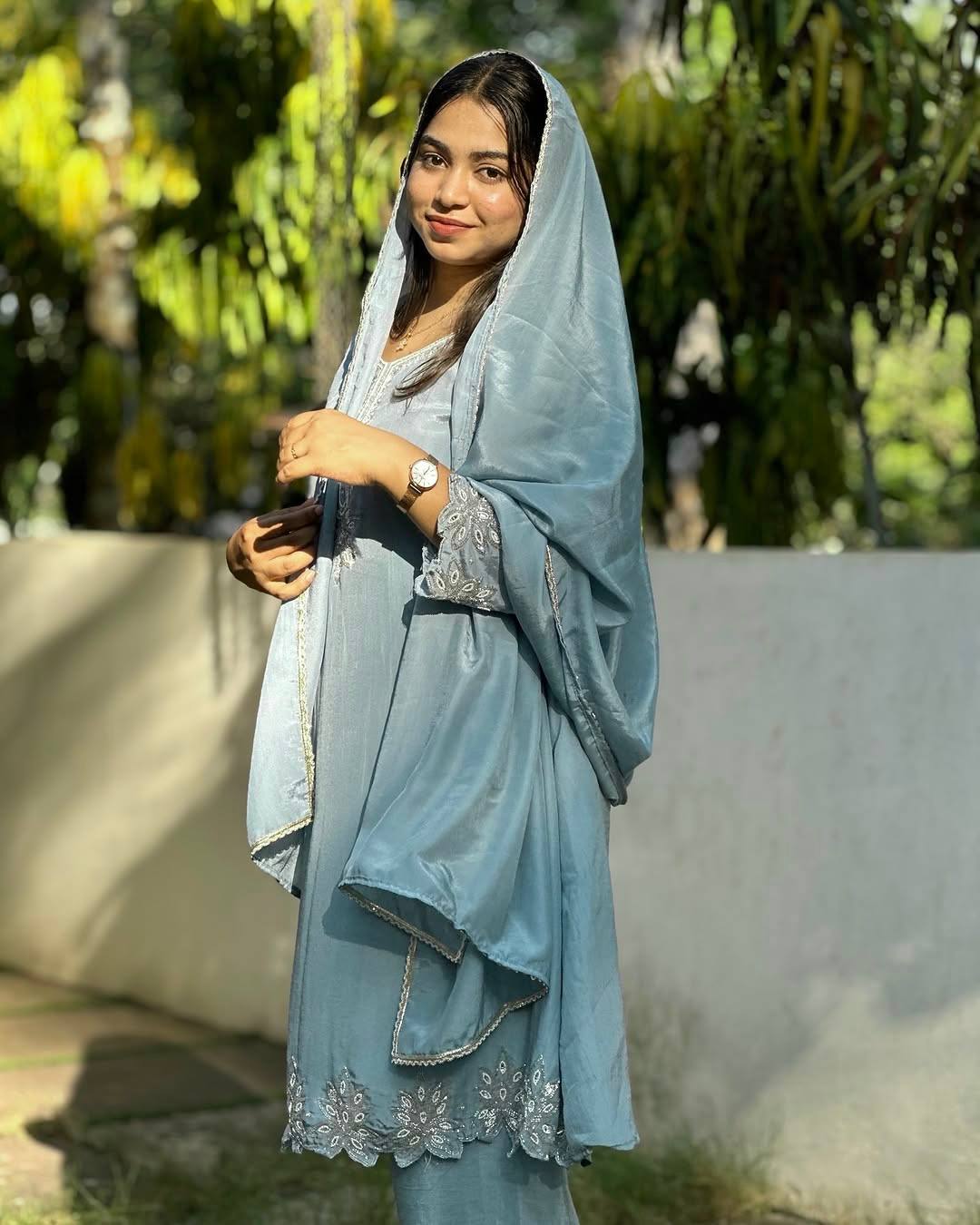 Sky Blue Sequence Embroidery Work Designer Party Wear Salwar Suit