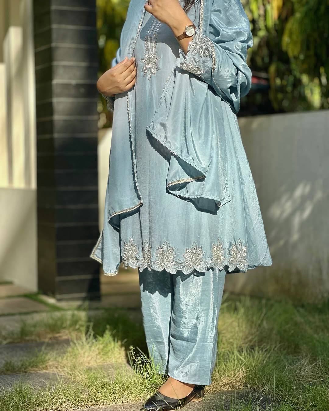 Sky Blue Sequence Embroidery Work Designer Party Wear Salwar Suit
