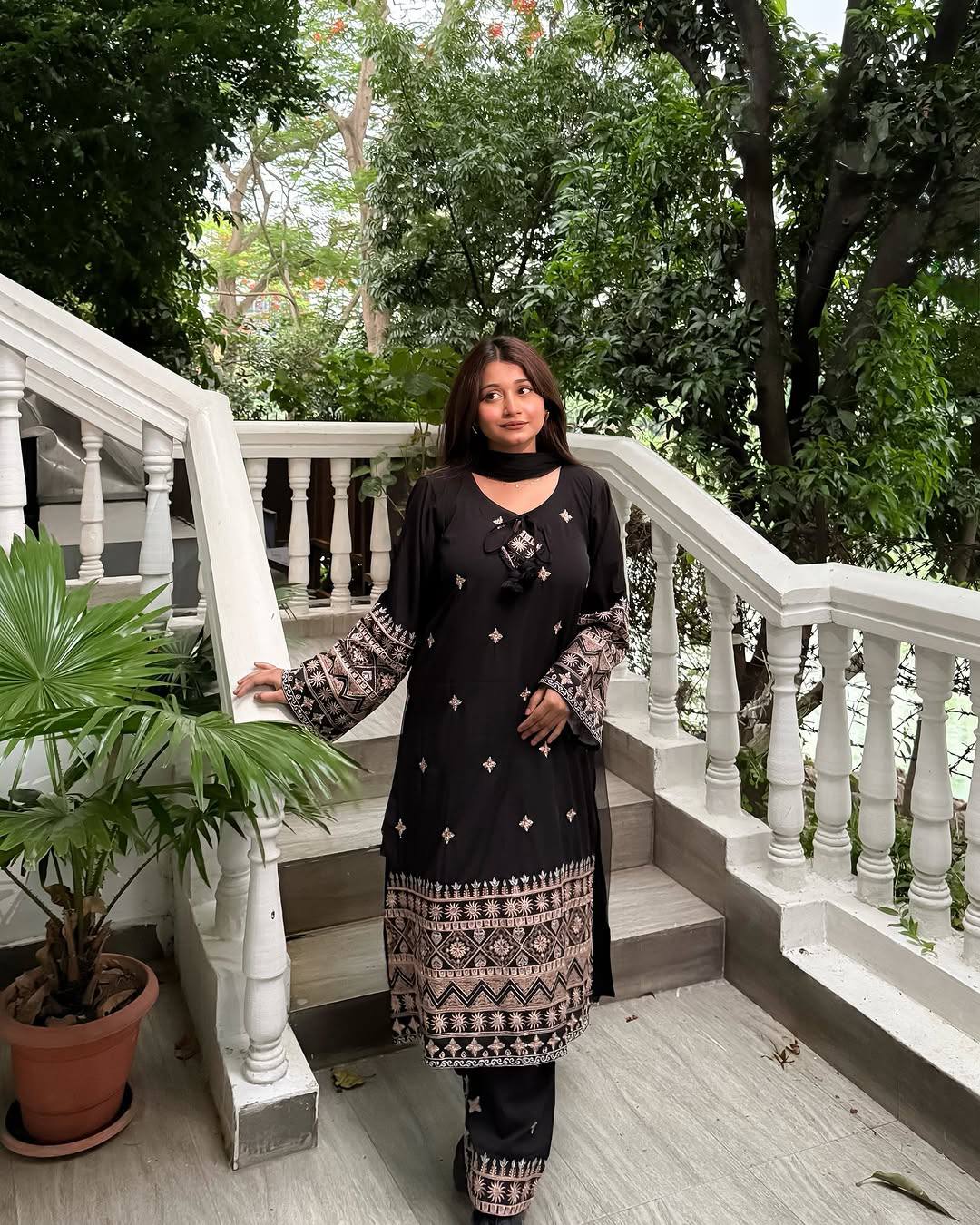 Black Color Sequence Embroidery Work Designer Party Wear Palazzo Suit