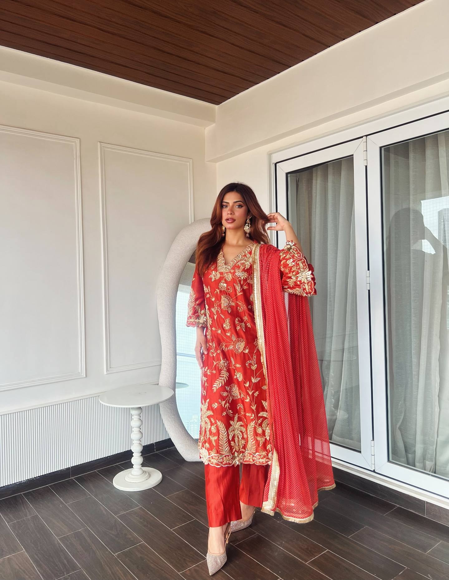 Red Color Sequence Embroidery Work Designer Party Wear Salwar Suit