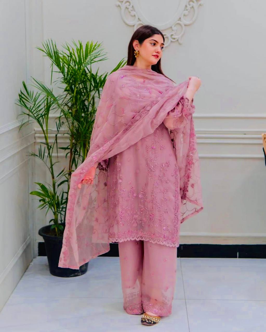 Light Pink Color Sequence Embroidery Work Designer Party Wear Salwar Suit