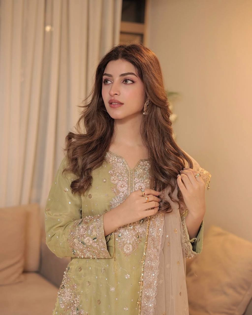 Pista Color Sequence Embroidery Work Designer Party Wear Palazzo Suit