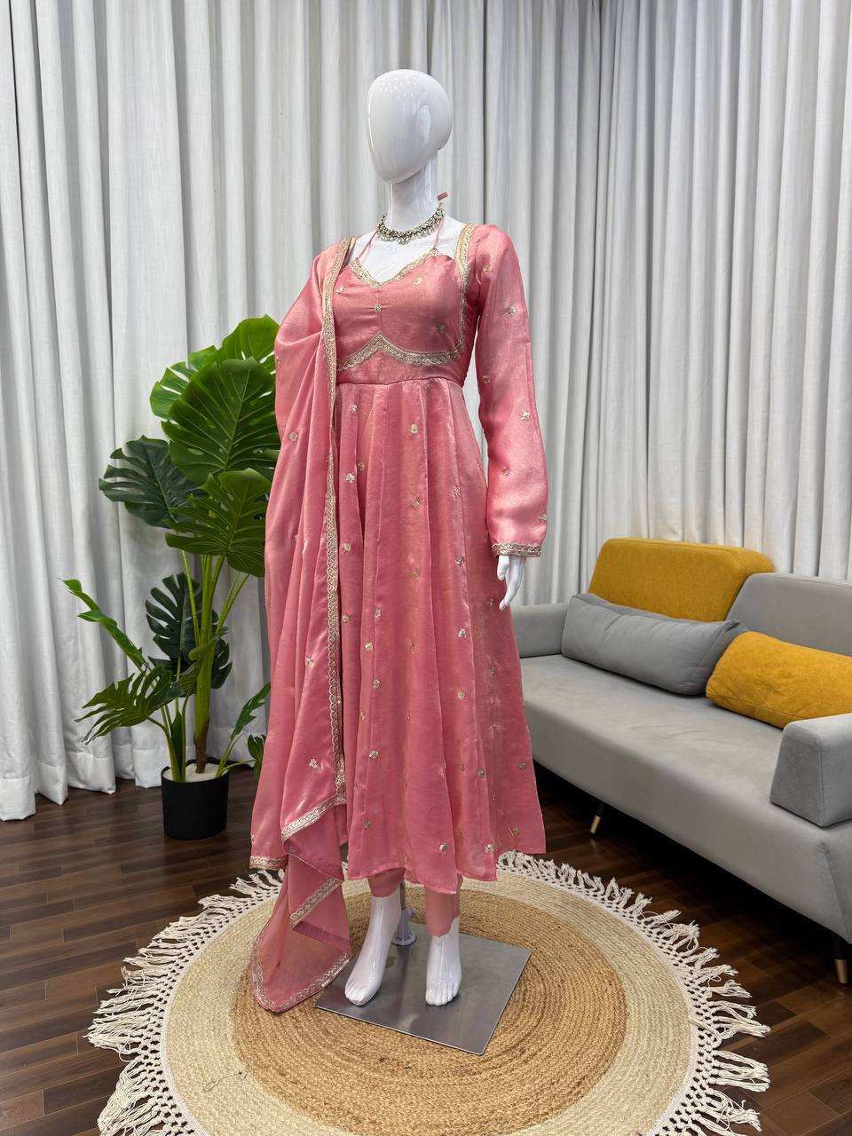 Peach Color Designer Trendy Party Wear Exclusive Gown