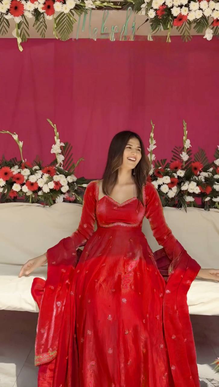 Red Color Designer Trendy Party Wear Exclusive Gown