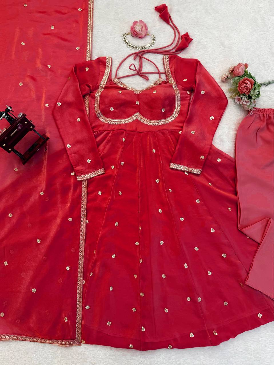 Red Color Designer Trendy Party Wear Exclusive Gown