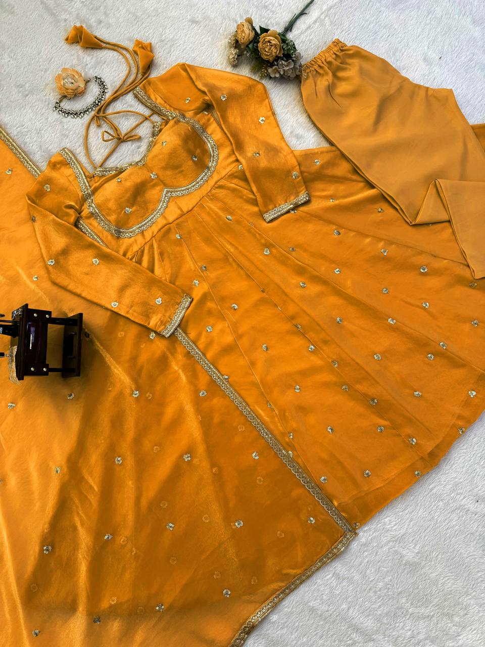 Yellow Color Designer Trendy Party Wear Exclusive Gown